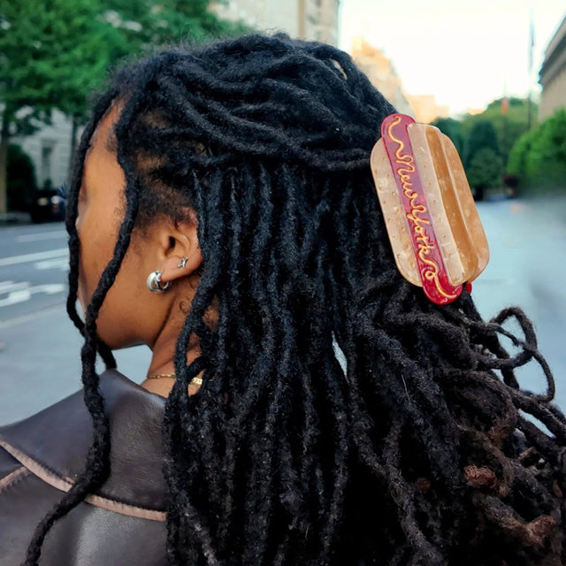 Hand-Painted Mini NYC Hotdog Claw Hair Clip Gifts + Accessories Hair Solar Eclipse