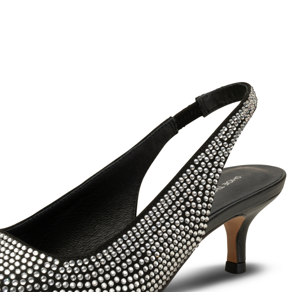 Women's black and silver slingback dress shoe MAXINE SLINGBACK CRYSTAL by SHOE THE BEAR