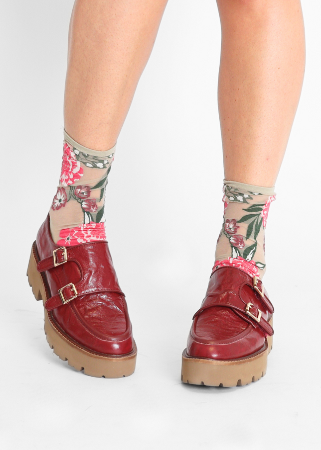 Wide Belt Lugg Wine Women's Shoes Platforms All Black