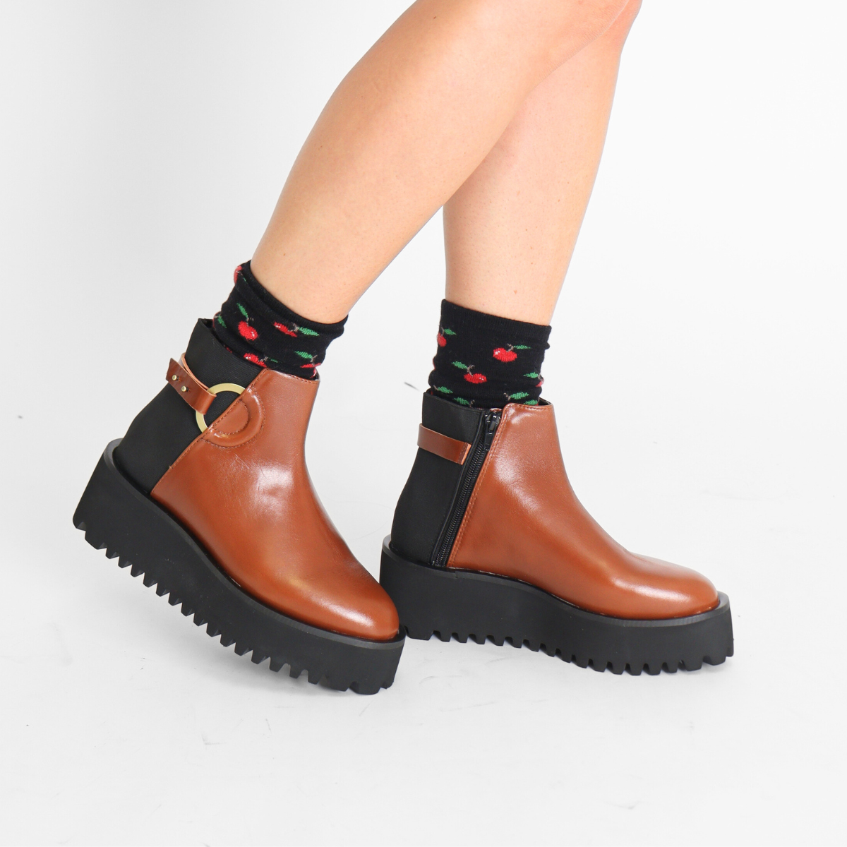 Easy Fit Flatform Brown Women's Boots All Black