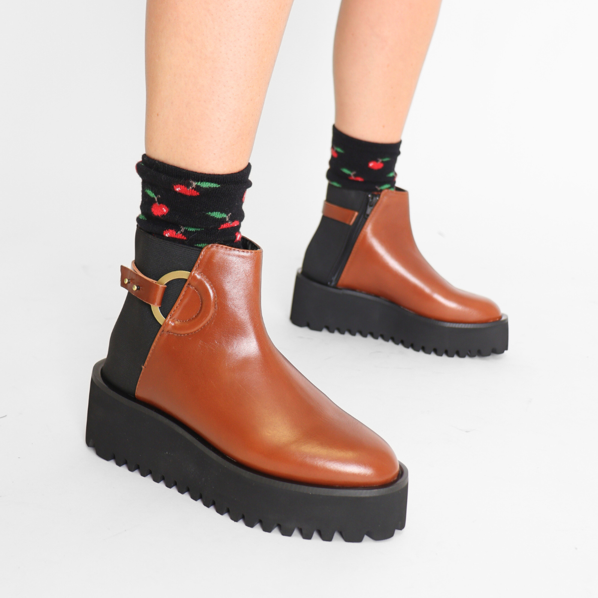 Easy Fit Flatform Brown Women's Boots All Black