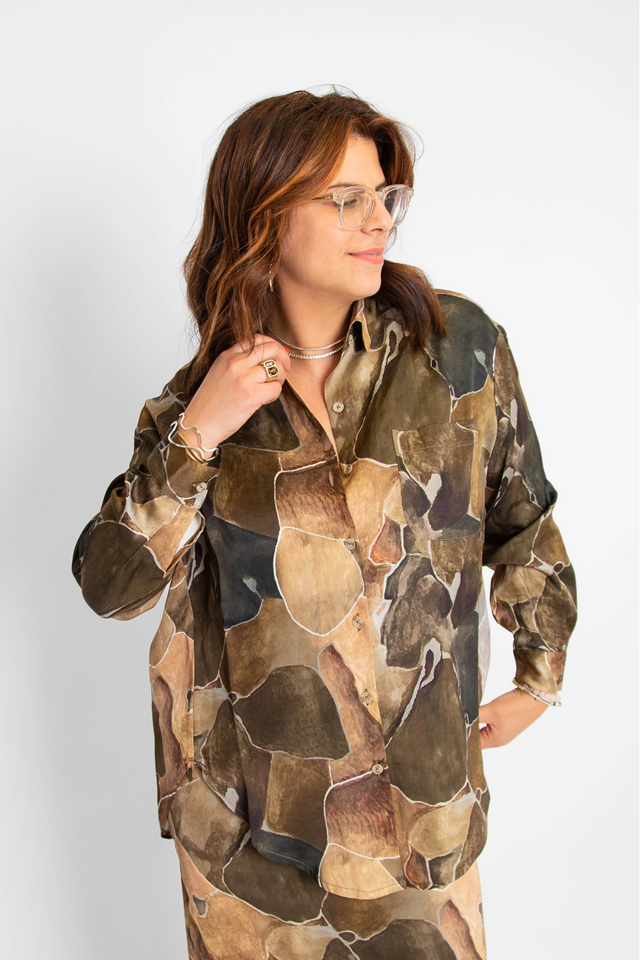 Wide Shirt Print Women's Tops Cossac