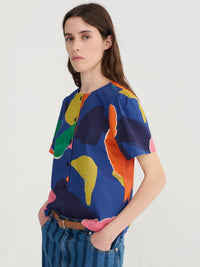 Blooming Color Pattern Cropped Blouse Women's Tops Bobo Choses