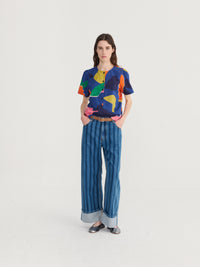 Blooming Color Pattern Cropped Blouse Women's Tops Bobo Choses