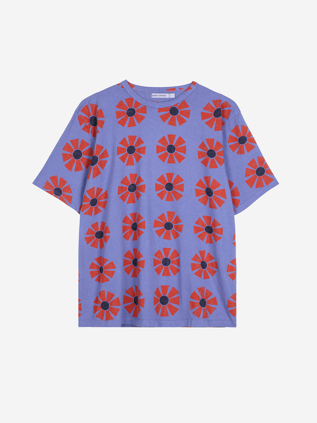 Flower Pattern Fitted Purple Tee Women's Tops Bobo Choses