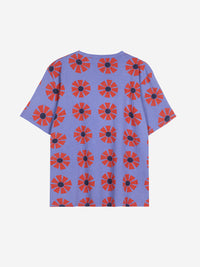 Flower Pattern Fitted Purple Tee Women's Tops Bobo Choses