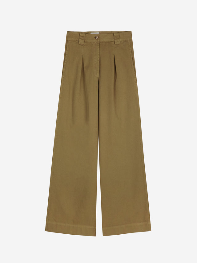 Pleated Wide-leg Khaki Women's Bottoms Bobo Choses