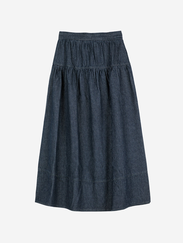 Evase Skirt Pinstripe Soft Denim Women's Bottoms Skirt Bobo Choses