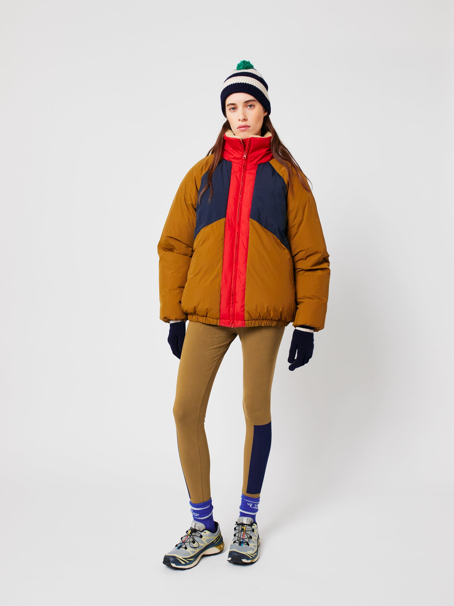 Color Block Leggings Khaki Women's Bottoms Bobo Choses