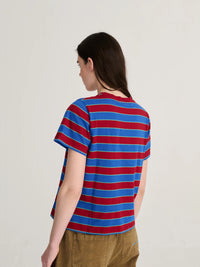 Striped Cropped T-shirt Blue Women's Tops Bobo Choses
