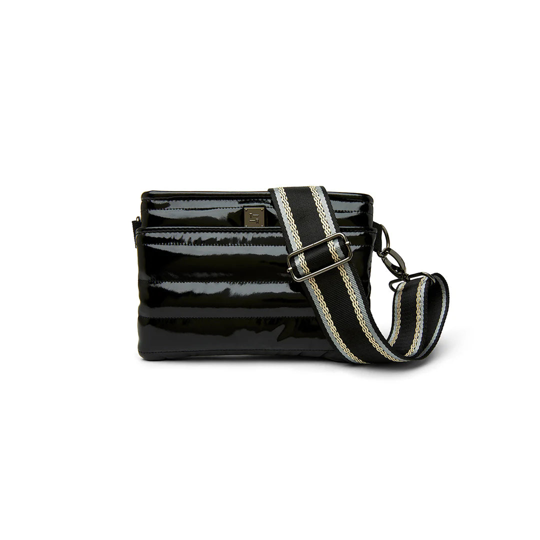 Bum Bag Black Patent Pewter Strap Gifts + Accessories Bags Think Royln    