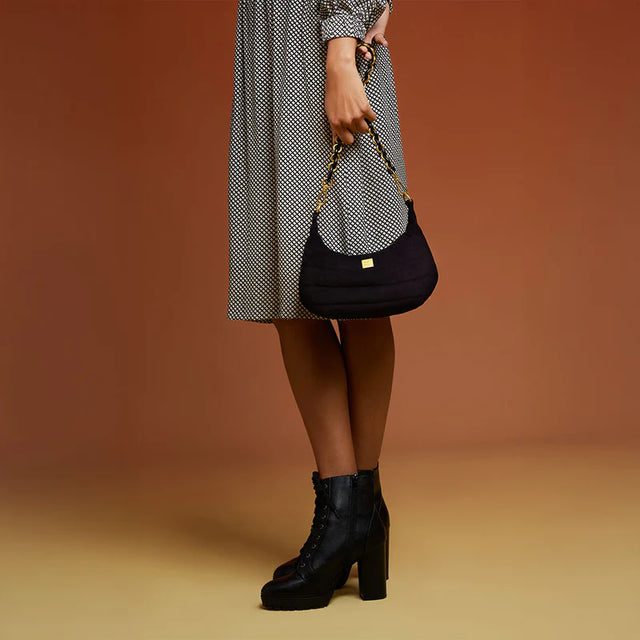 Mini Moon Black Suede Gifts + Accessories Bags Think Royln