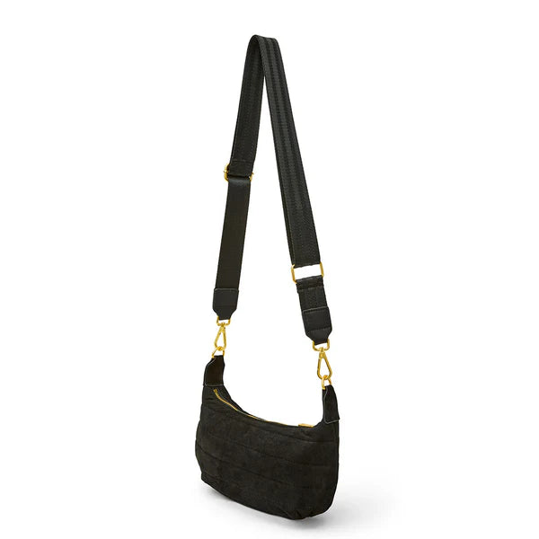 Mini Moon Black Suede Gifts + Accessories Bags Think Royln