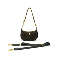 Mini Moon Black Suede Gifts + Accessories Bags Think Royln