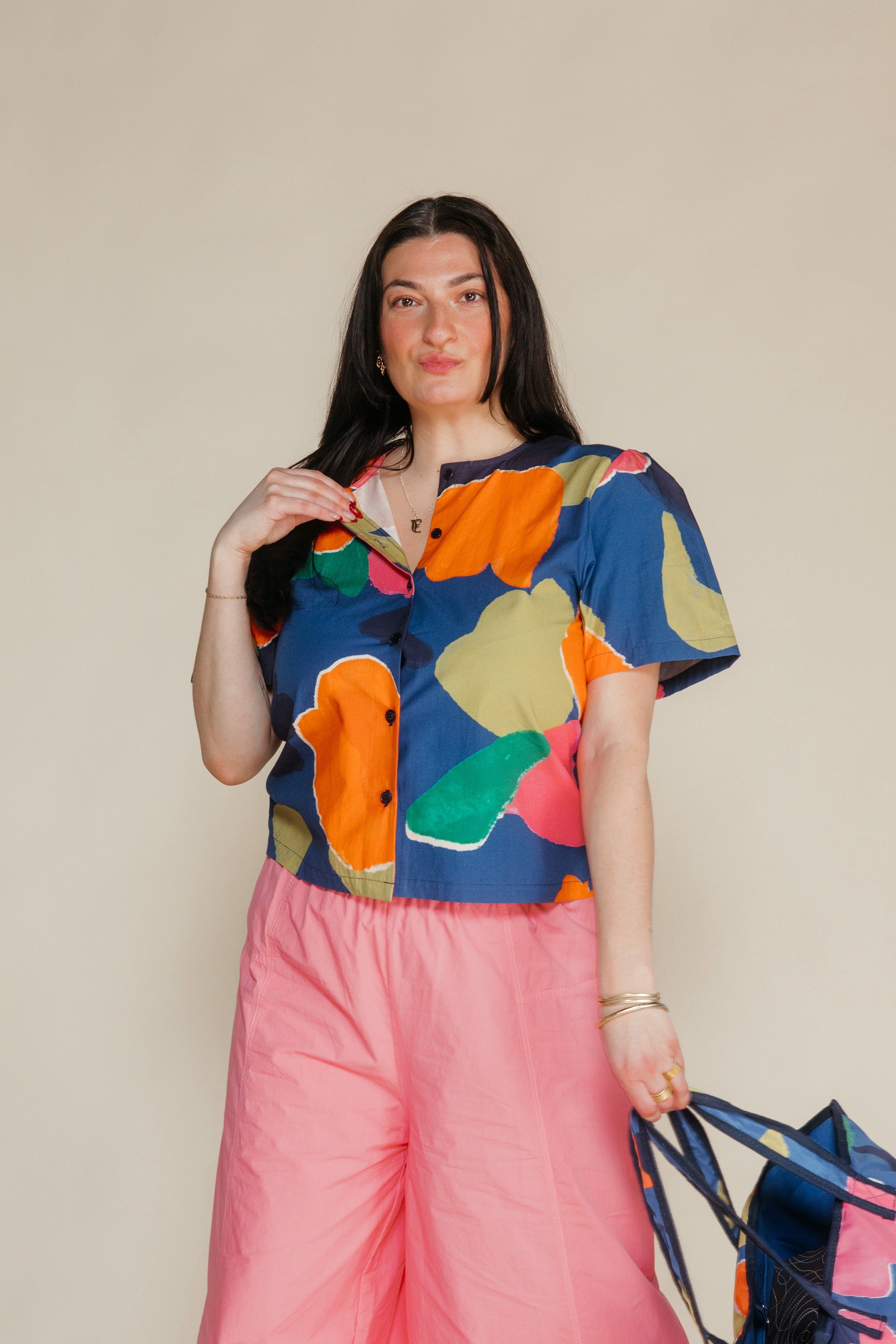 Blooming Color Pattern Cropped Blouse – The Sōl Collective