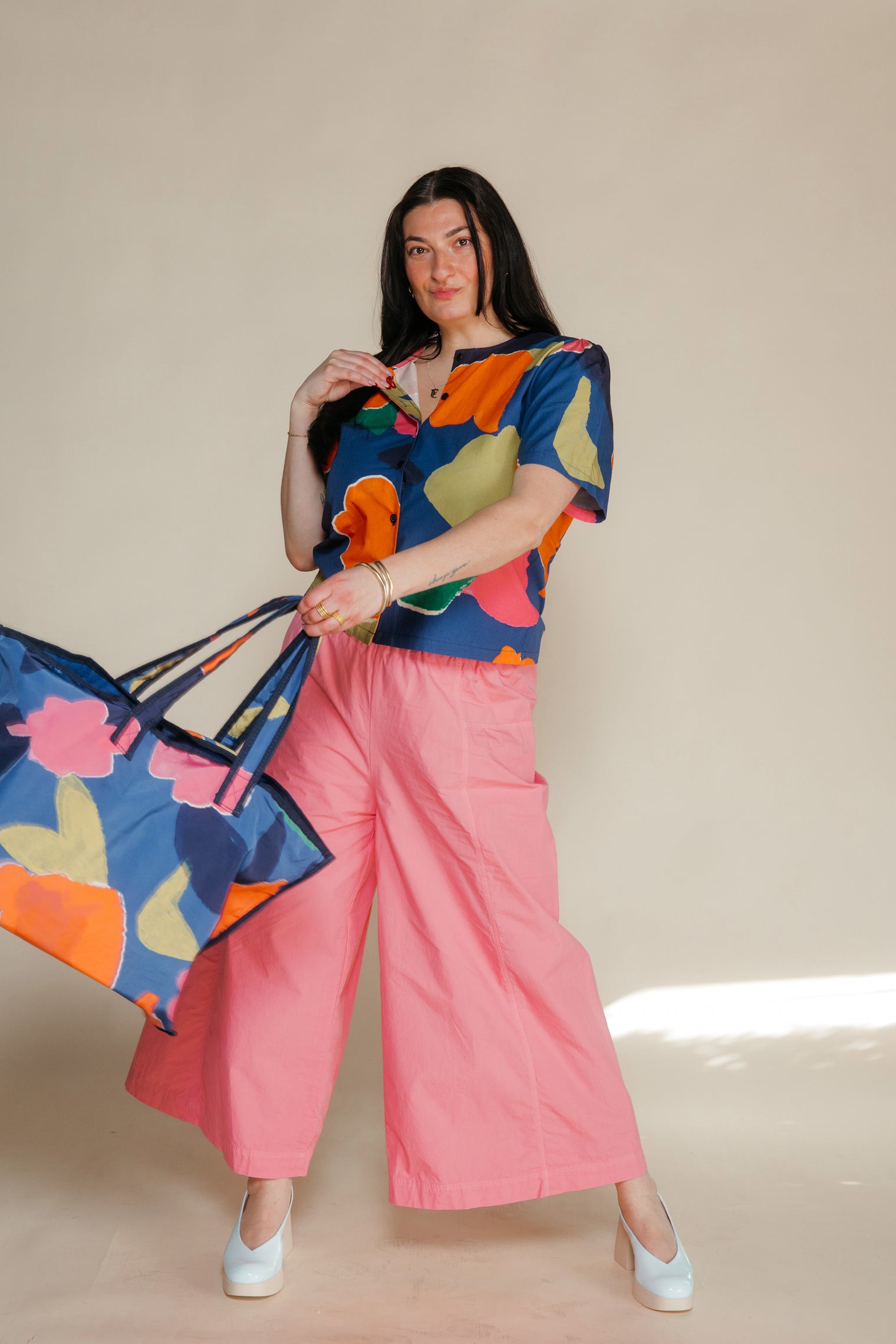 Blooming Color Pattern Cropped Blouse Women's Tops Bobo Choses