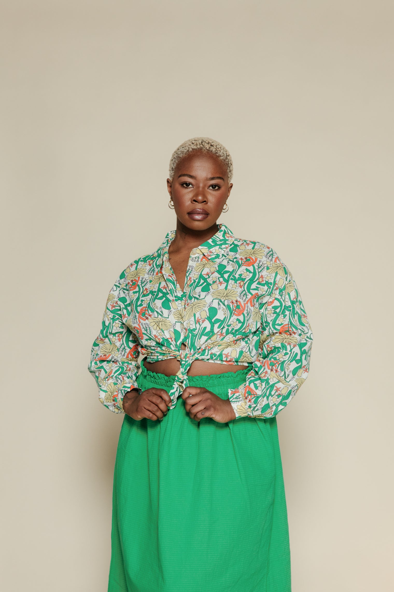 Color Herbalist Pattern Collar Shirt Women's Tops Bobo Choses