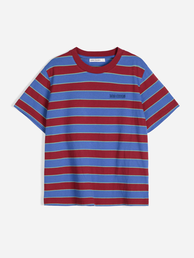Striped Cropped T-shirt Blue Women's Tops Bobo Choses