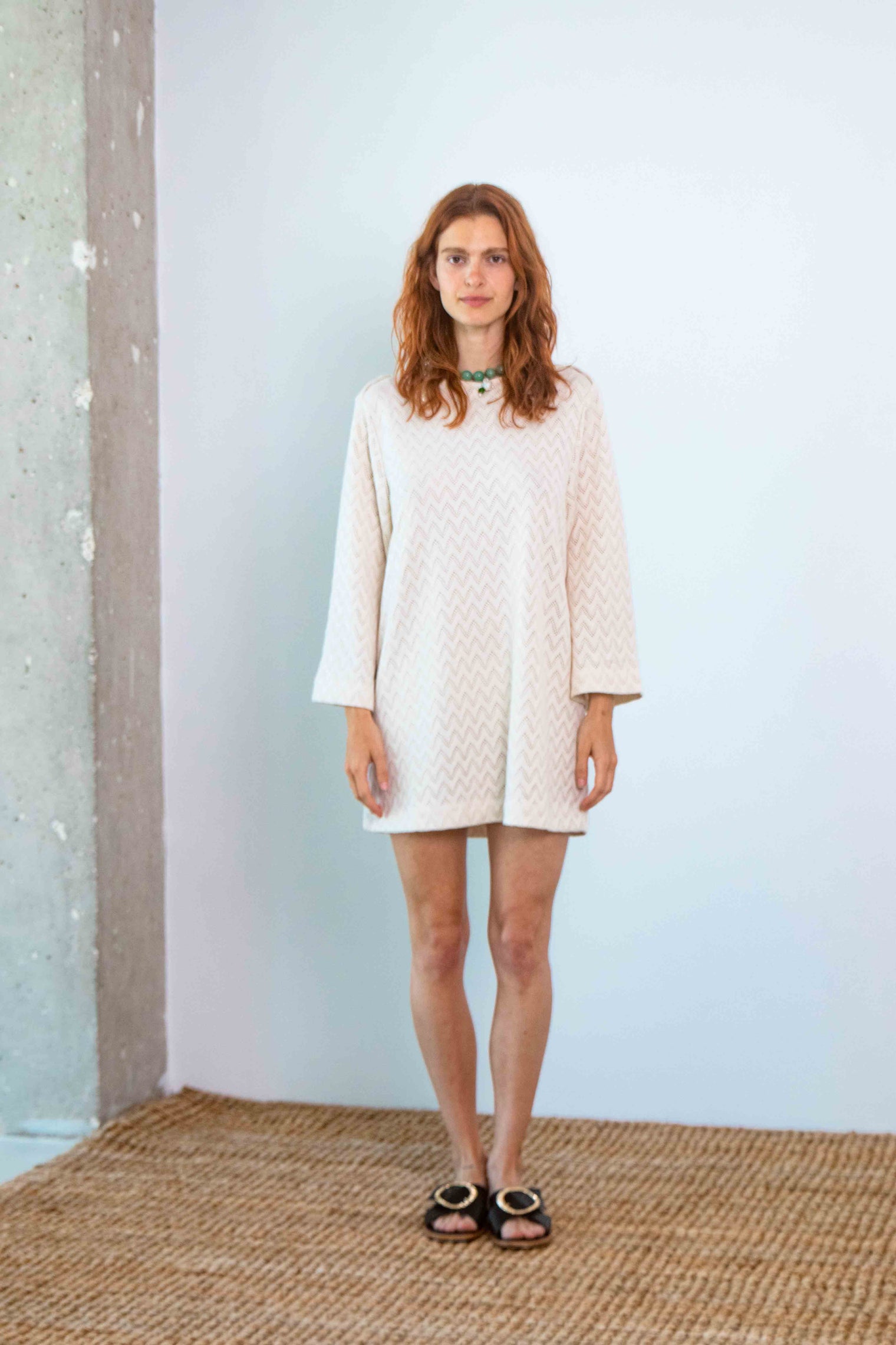 Mini Crochet Dress Ecru Women's Dresses Cossac