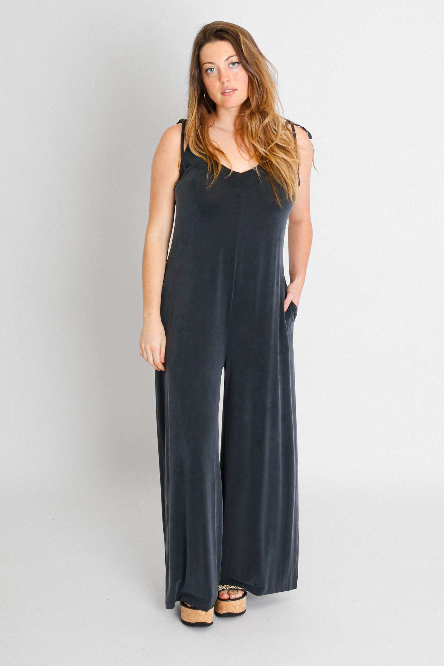 Strappy Jumpsuit Slate Black Women's Jumpsuits Cossac