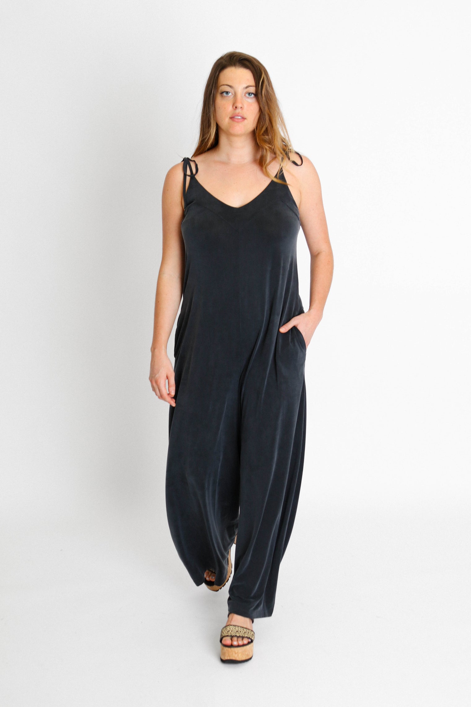 Strappy Jumpsuit Slate Black Women's Jumpsuits Cossac