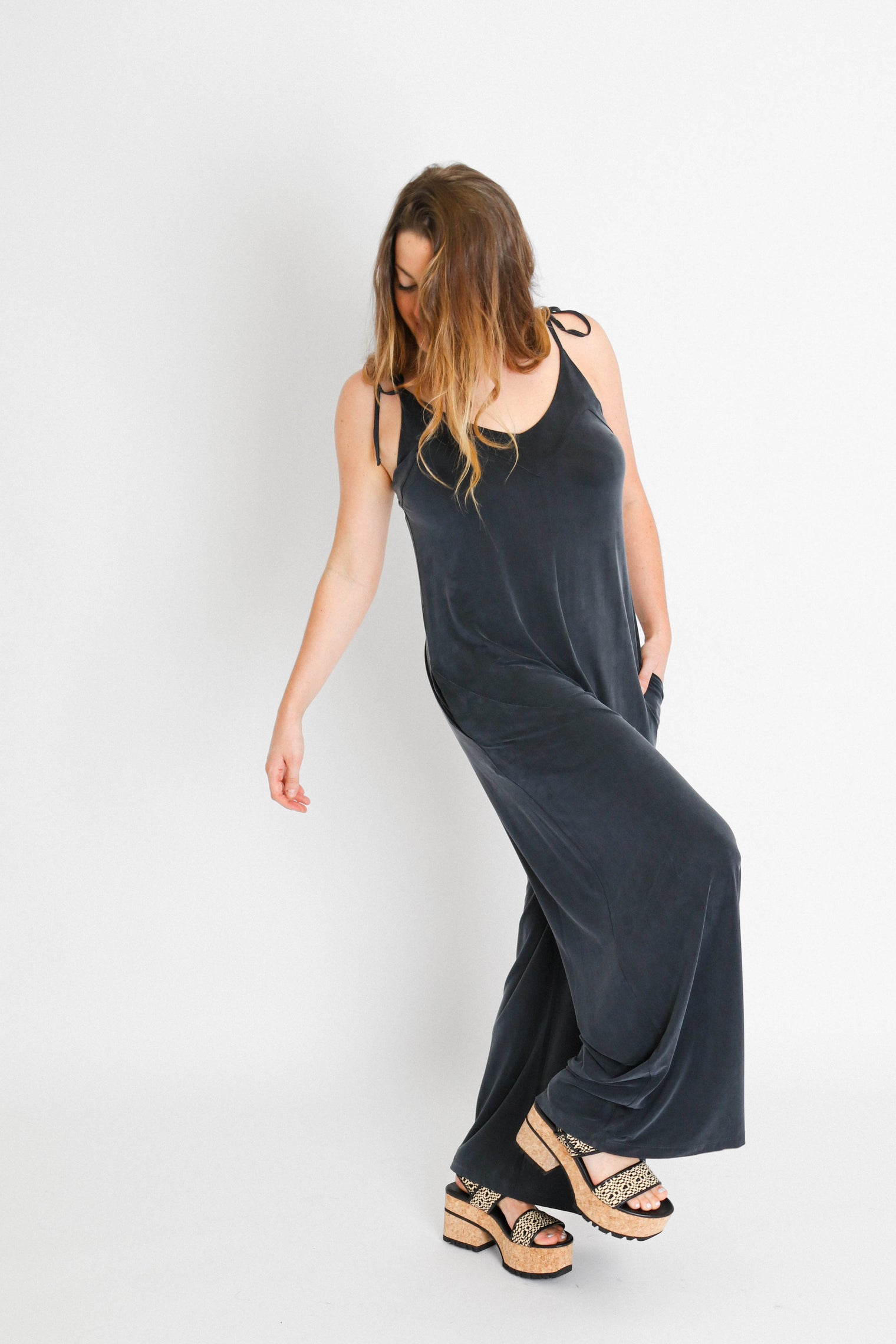 Strappy Jumpsuit Slate Black Women's Jumpsuits Cossac