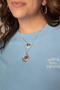 Silver Double Circle Chain Necklace
