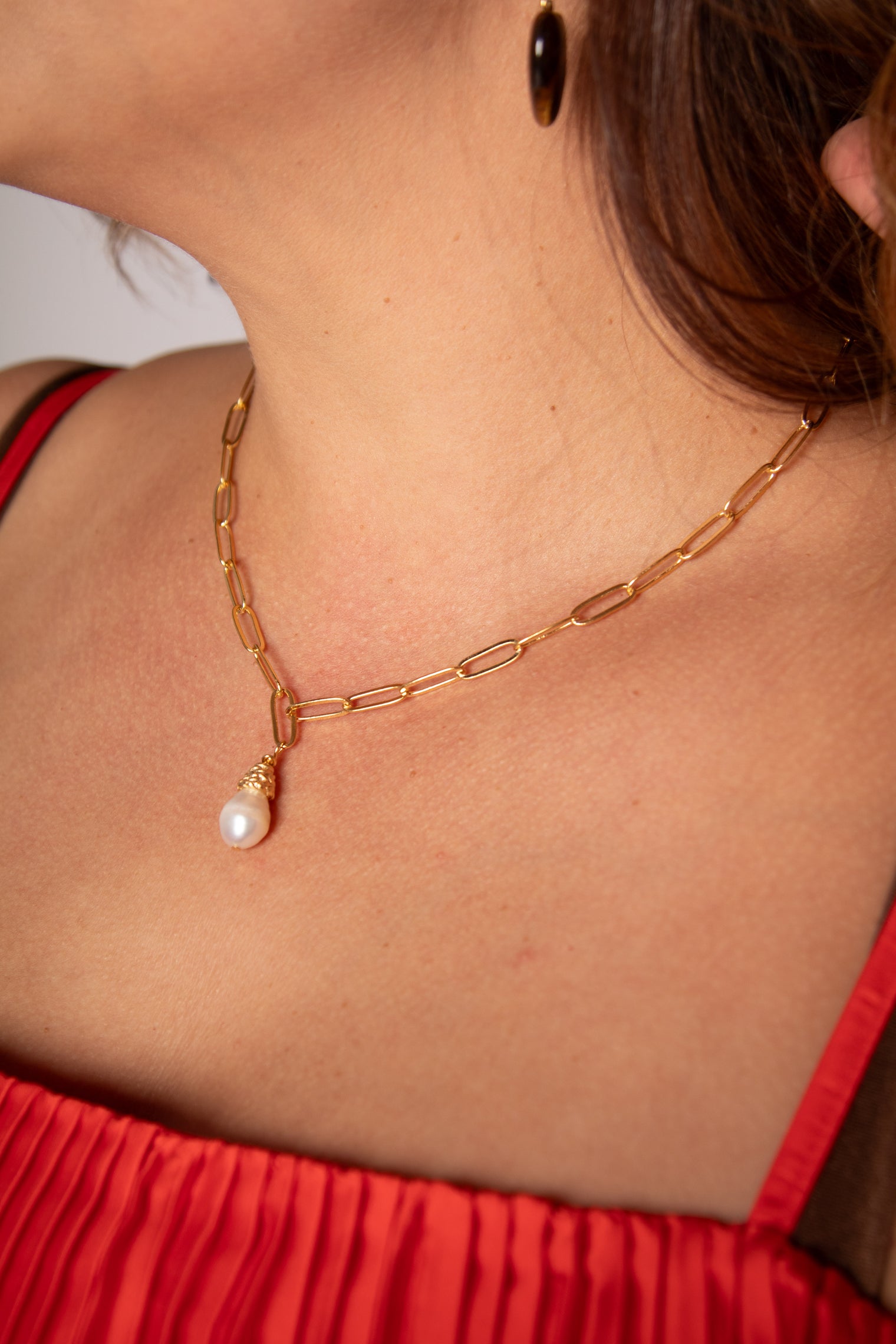 Pearl Paperclip Necklace