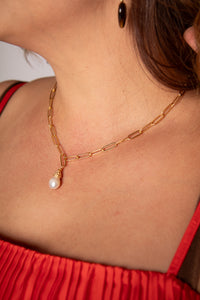 Pearl Paperclip Necklace