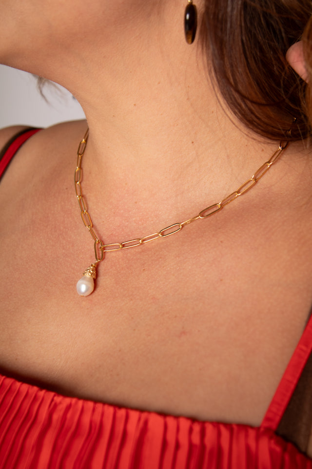 Pearl Paperclip Necklace Gifts + Accessories Jewelry Susan Shaw