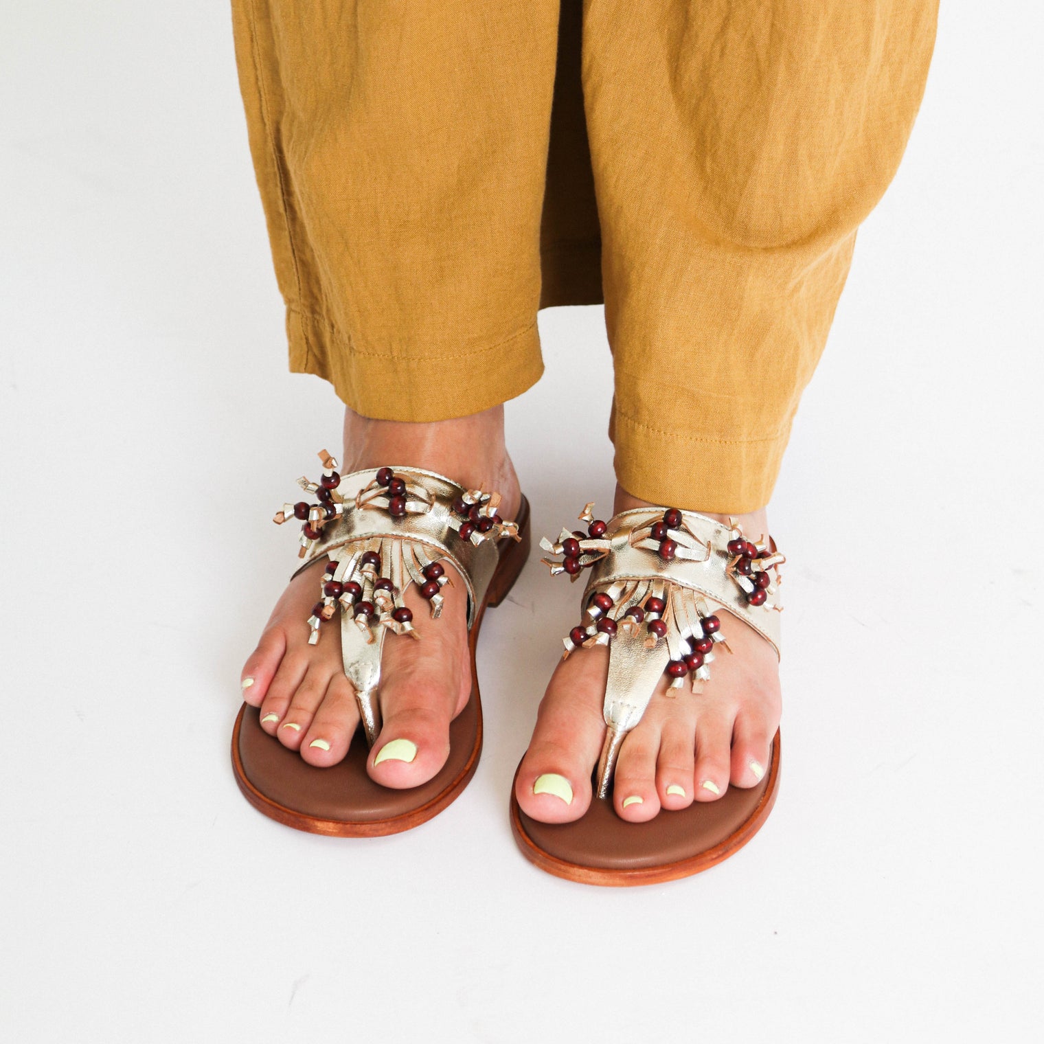 Sadie Fringe Gold Metallic Women's Sandals Free People
