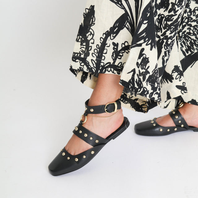 Camille Mystic Black Leather Women's Shoes Flats Free People