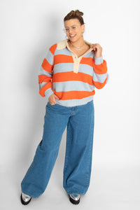 Frank Striped Polo Washed Blue Summer Red