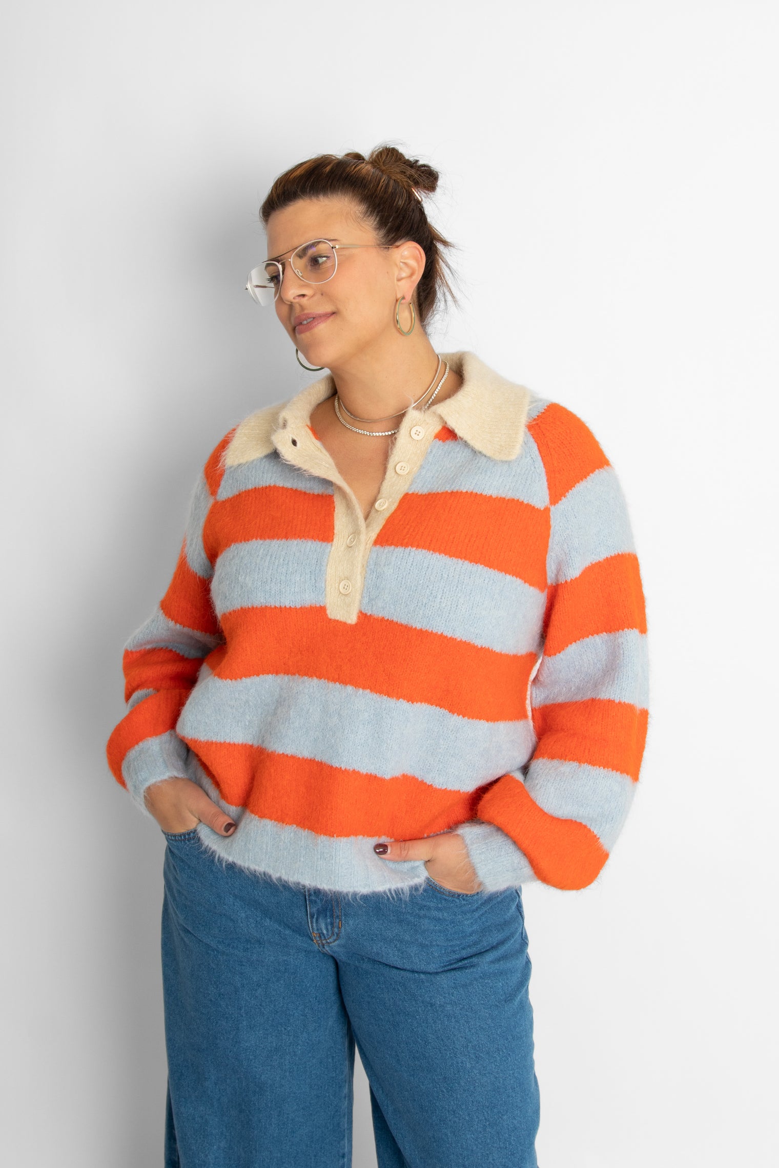 Frank Striped Polo Washed Blue Summer Red