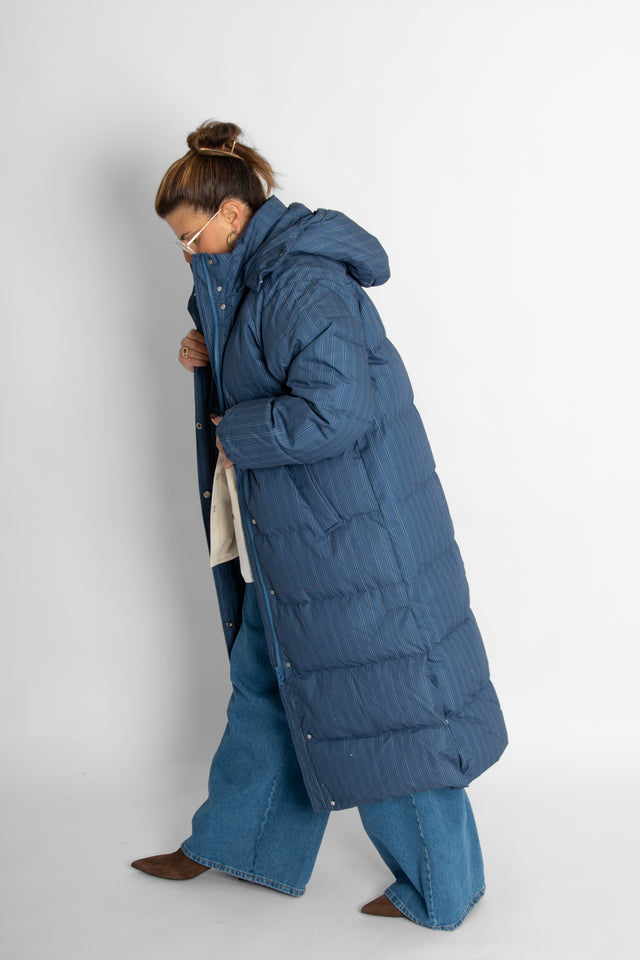 Striped Oversized Jacket Light Navy