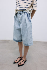 TNS Denim Woman Bermuda Bleach Denim Women's Bottoms The New Society