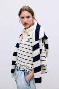 Acacia Woman Polo Ecru Stripes Women's Tops The New Society