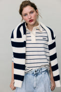 Acacia Woman Polo Ecru Stripes Women's Tops The New Society