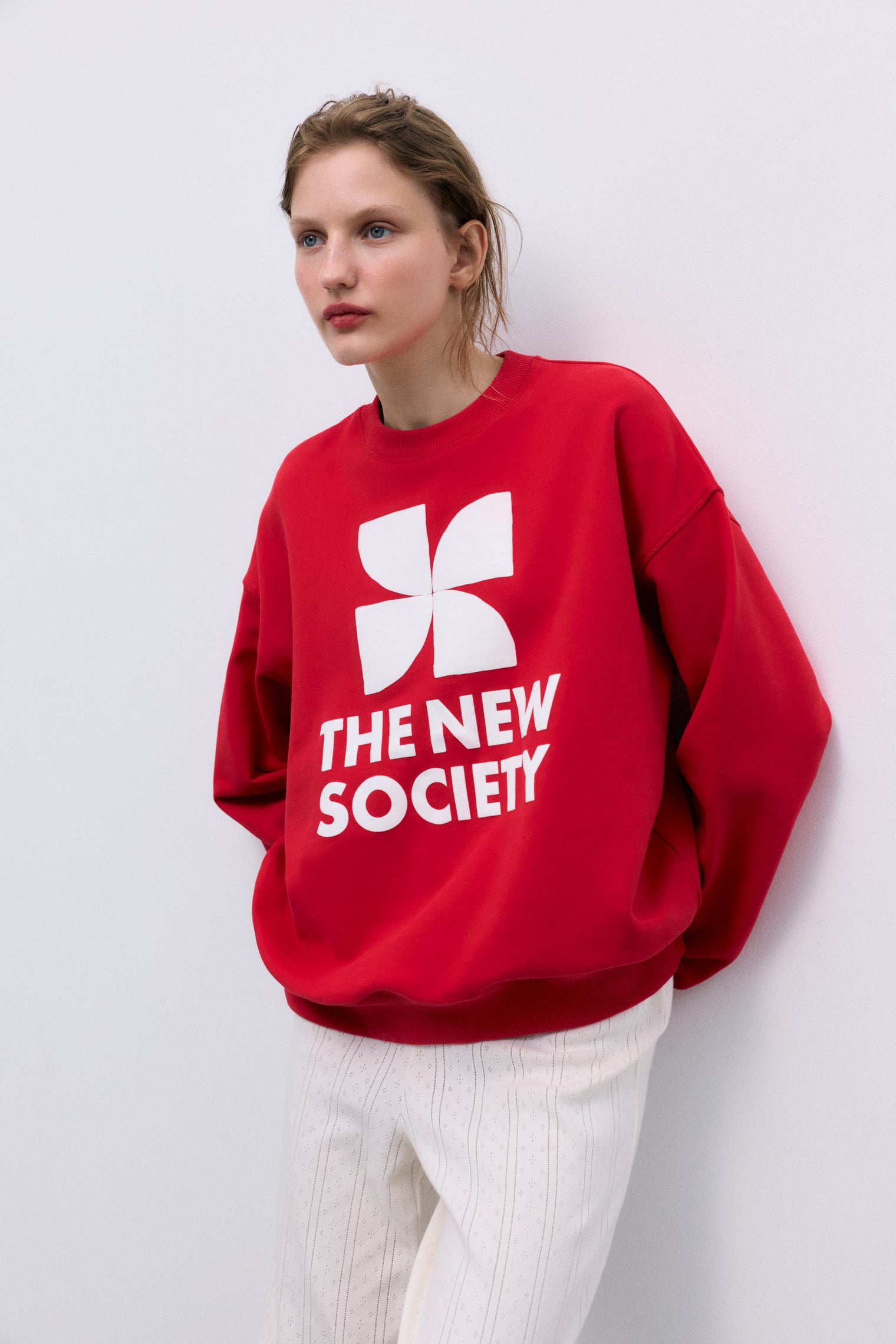 TNS Logo Woman Sweatshirt Tulip Red Women's Tops The New Society