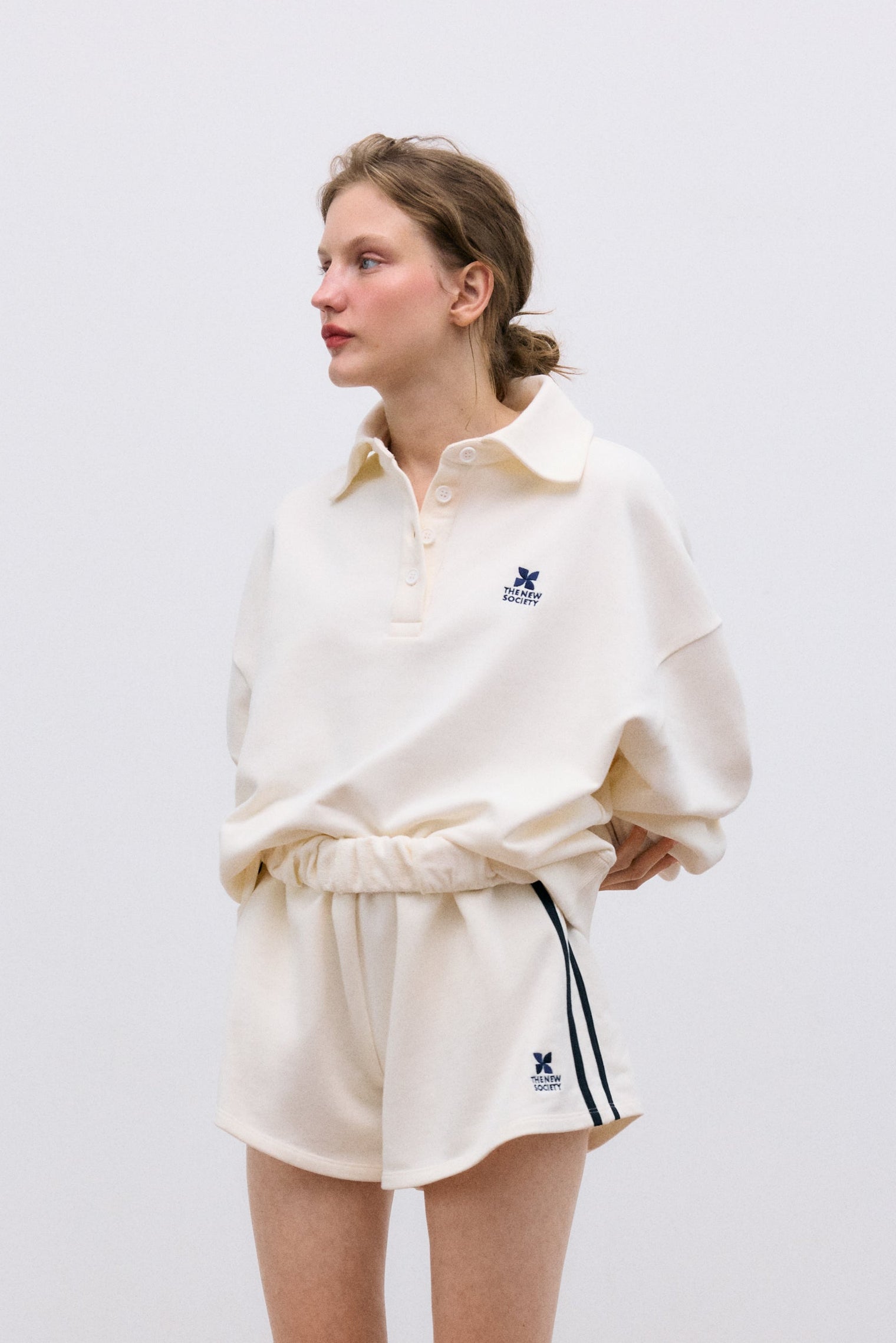 TNS Logo Woman Short Ecru Women's Bottoms The New Society