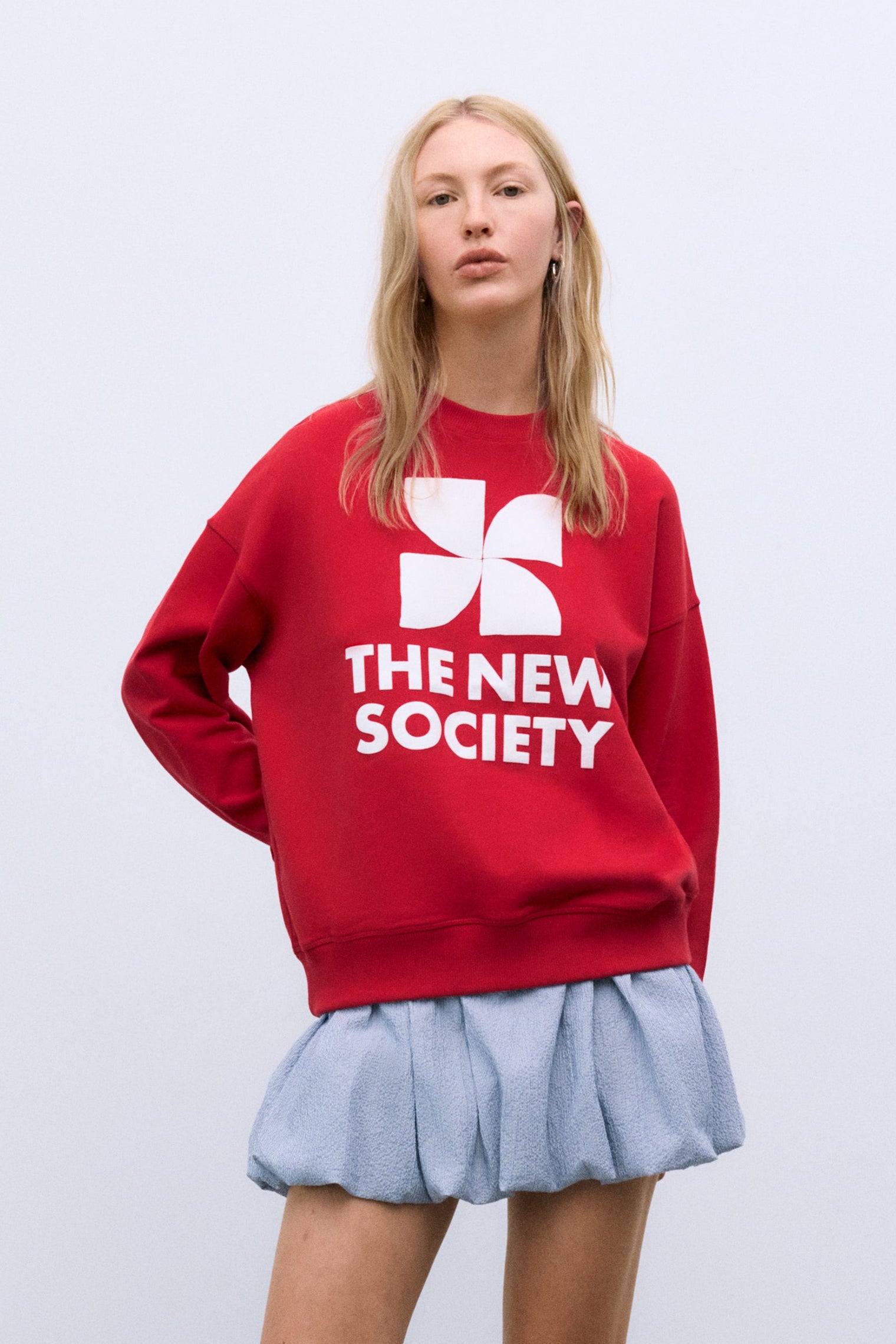 TNS Logo Woman Sweatshirt Tulip Red Women's Tops The New Society