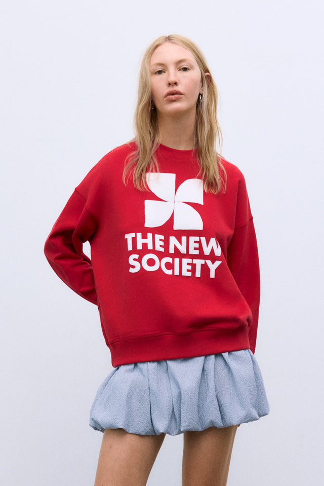 TNS Logo Woman Sweatshirt Tulip Red Women's Tops The New Society