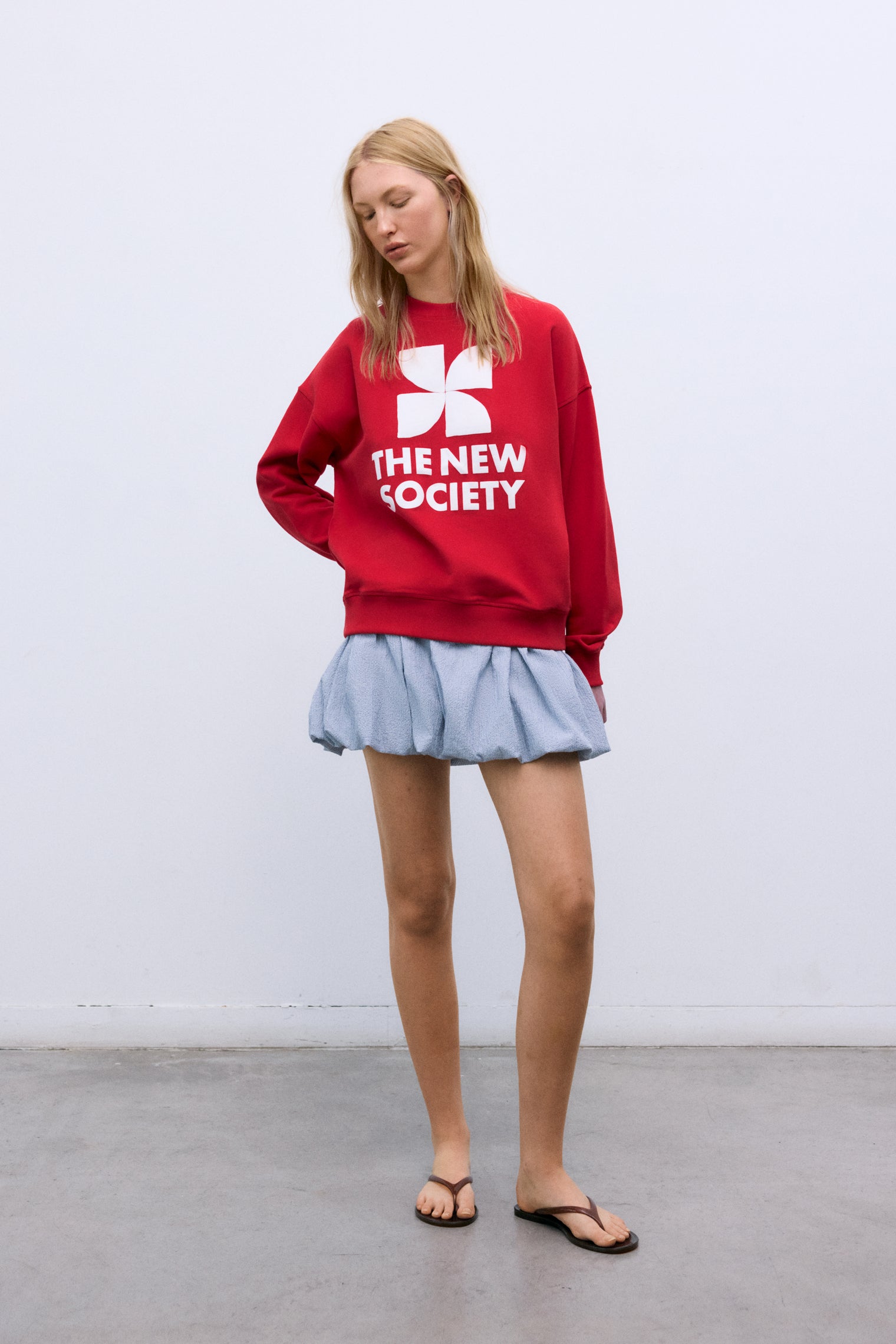 TNS Logo Woman Sweatshirt Tulip Red Women's Tops The New Society