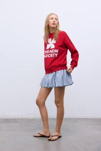 TNS Logo Woman Sweatshirt Tulip Red Women's Tops The New Society