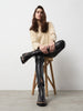 Women's leather platform wedge bootie MARTA TOUMBLE BLACK by REGARDE Le CIEL