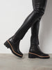 Women's leather platform wedge bootie MARTA TOUMBLE BLACK by REGARDE Le CIEL