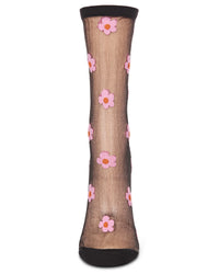 Daisies Sheer Crew Black Gifts + Accessories Socks Me Moí