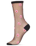 Daisies Sheer Crew Black Gifts + Accessories Socks Me Moí