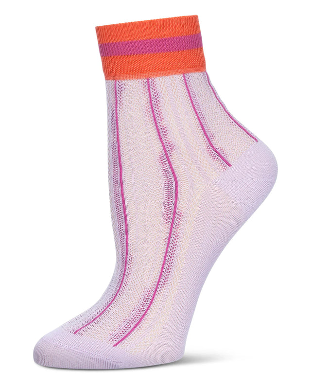 Openwork Retro Stripe Anklet Lilac Gifts + Accessories Socks Me Moí