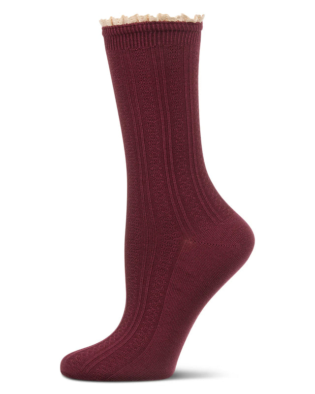 Prairie Lace Crew Burgundy Gifts + Accessories Socks Me Moí